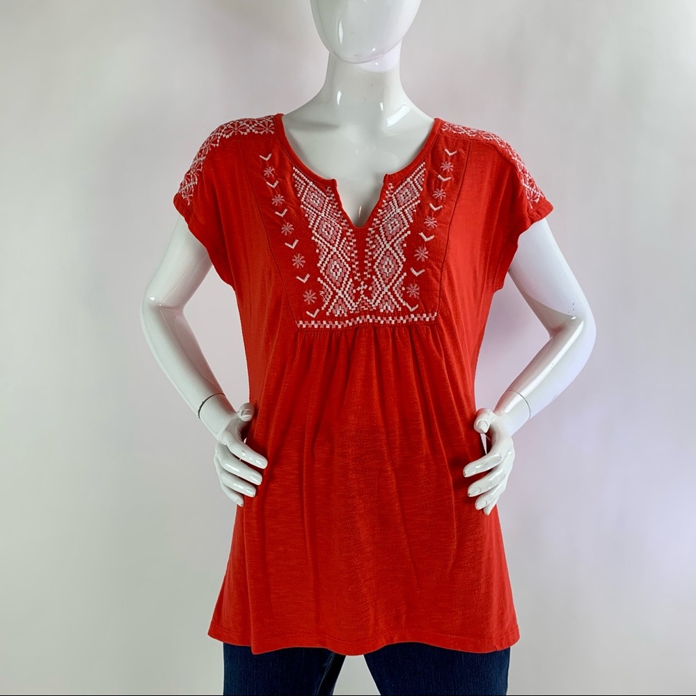 Women’s Large (L) Orange STYLE & CO. Embroidered Sleeveless Top
